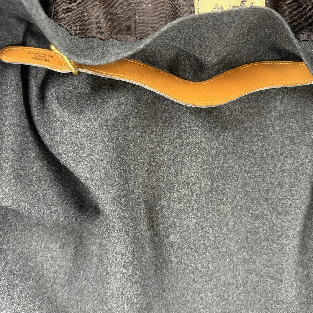Hermes Skirt Womens 44 Gray Wool High Waist Belted‎ Pencil France Paris Designer